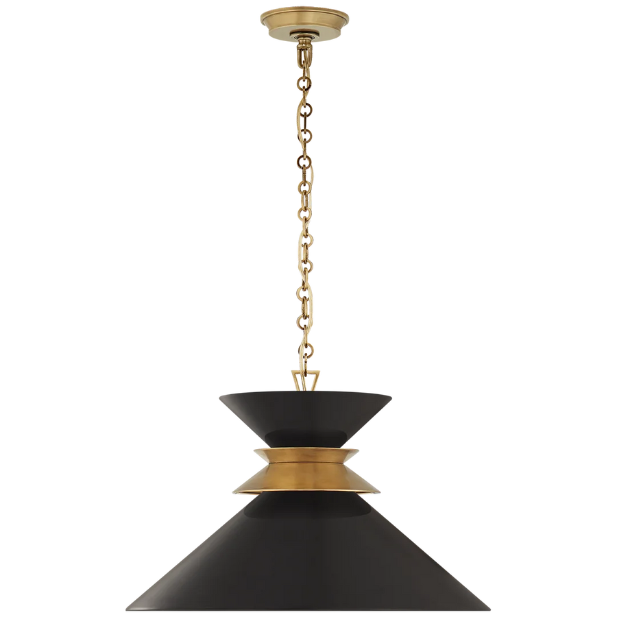 Alba Stacked Pendant-Visual Comfort-VISUAL-CHC 5245AB-BLK-PendantsAntique- Burnished Brass with Matte Black Shade-1-France and Son