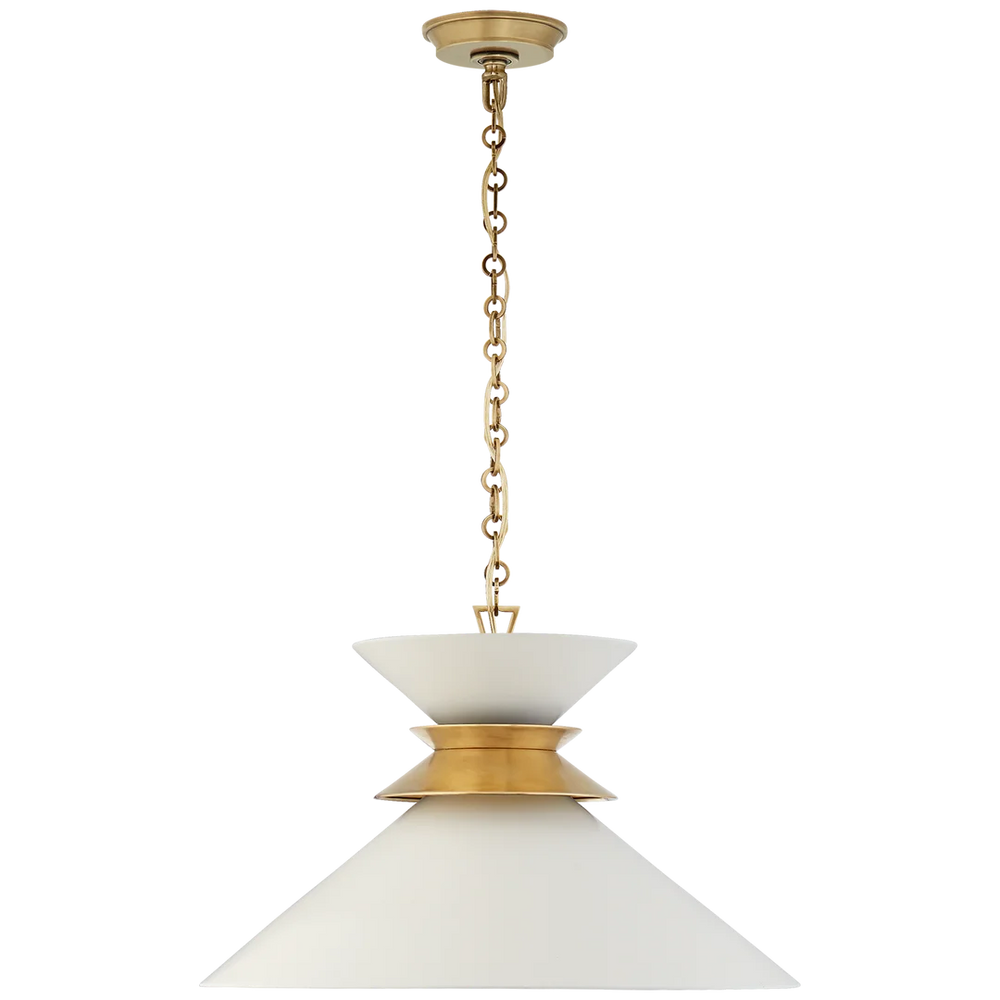 Alba Stacked Pendant-Visual Comfort-VISUAL-CHC 5245AB-WHT-PendantsAntique- Burnished Brass with Matte White Shade-2-France and Son