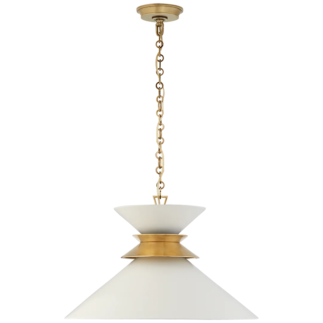 Alba Stacked Pendant-Visual Comfort-VISUAL-CHC 5245AB-WHT-PendantsAntique- Burnished Brass with Matte White Shade-2-France and Son