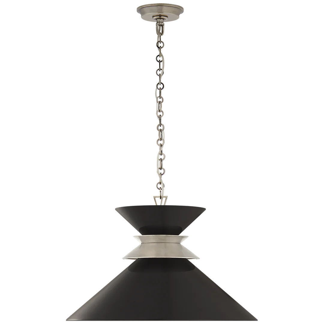 Alba Stacked Pendant-Visual Comfort-VISUAL-CHC 5245AN-BLK-PendantsAntique Nickel with Matte Black Shade-4-France and Son
