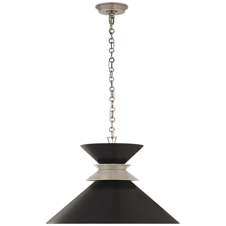 Alba Stacked Pendant-Visual Comfort-VISUAL-CHC 5245AN-BLK-PendantsAntique Nickel with Matte Black Shade-4-France and Son