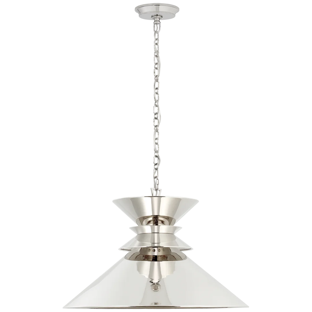 Alba Stacked Pendant-Visual Comfort-VISUAL-CHC 5245PN-PN-PendantsPolished Nickel with Polished Nickel Shade-5-France and Son