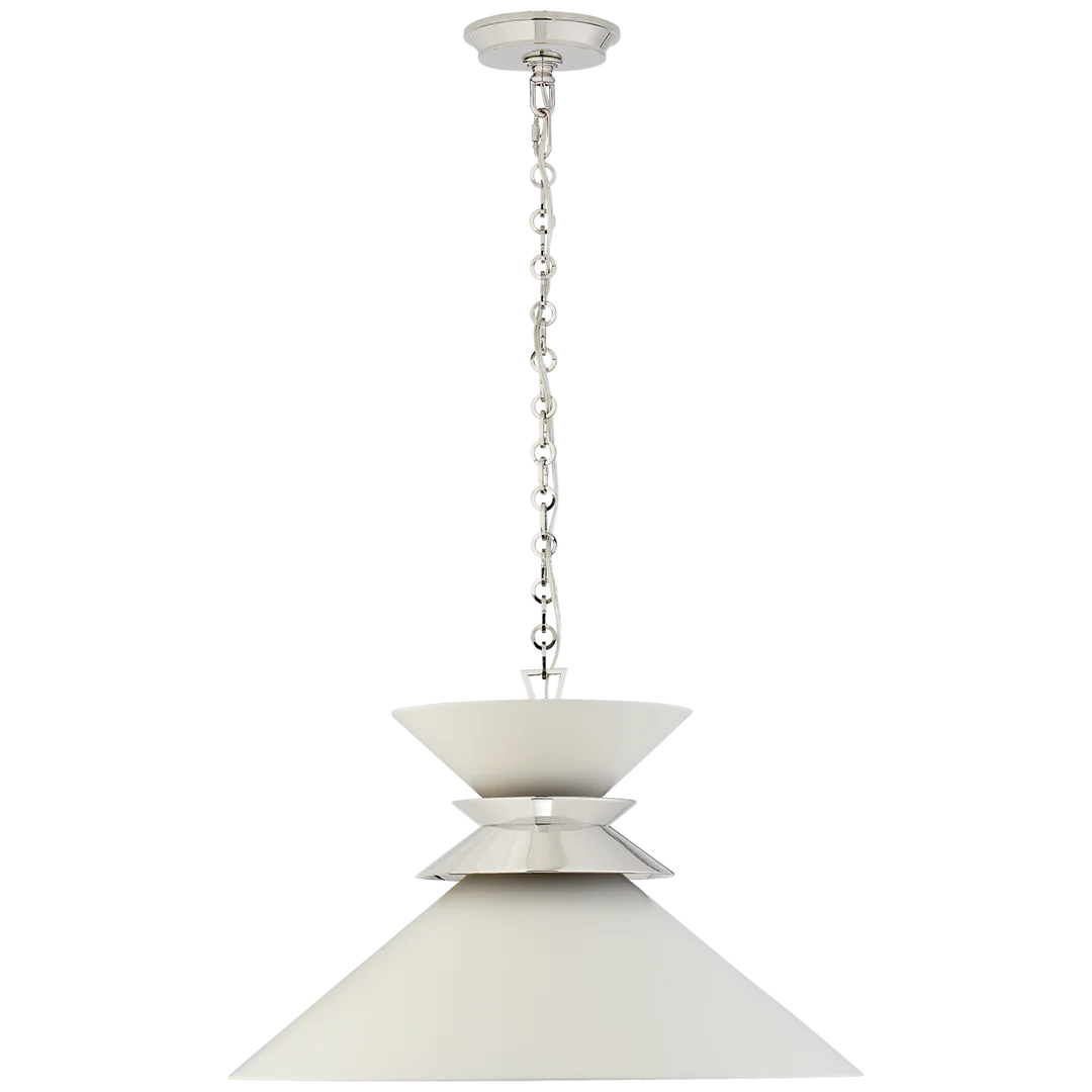 Alba Stacked Pendant-Visual Comfort-VISUAL-CHC 5245PN-WHT-PendantsPolished Nickel with Matte White Shade-6-France and Son