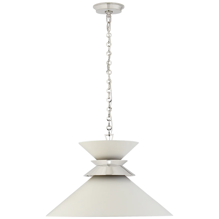 Alba Stacked Pendant-Visual Comfort-VISUAL-CHC 5245PN-WHT-PendantsPolished Nickel with Matte White Shade-6-France and Son