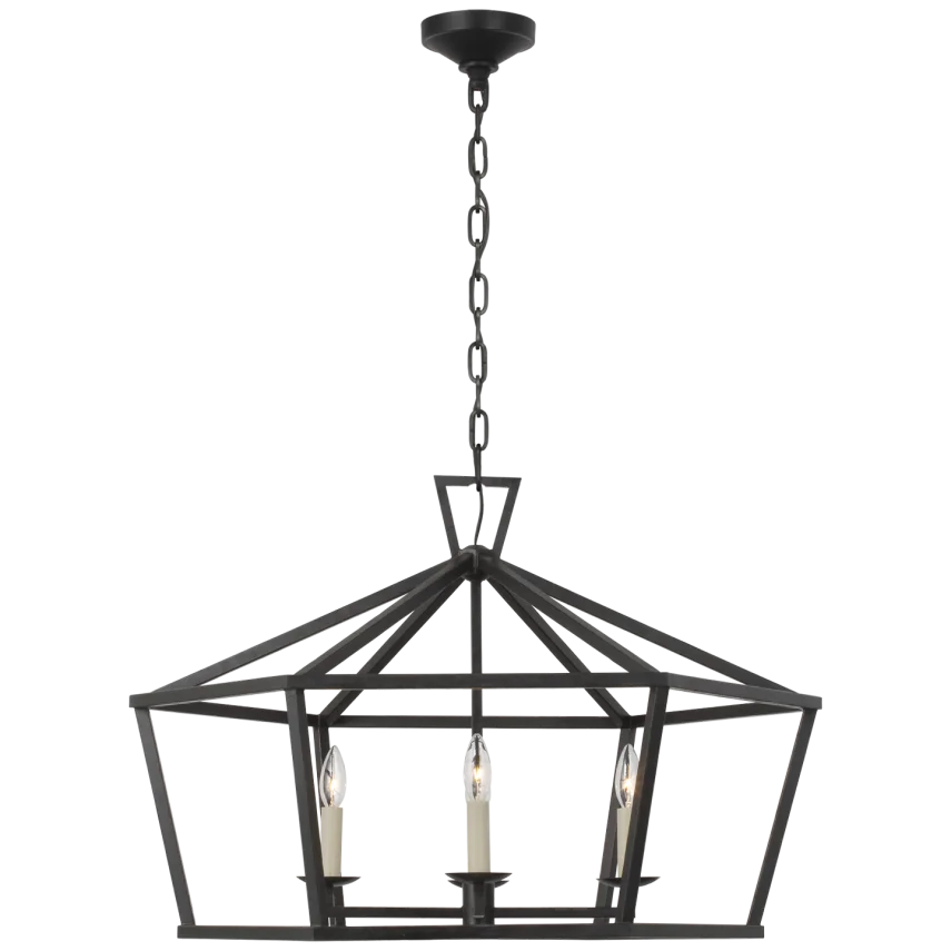 Darlen Wide Hexagonal Lantern-Visual Comfort-VISUAL-CHC 5290AI-ChandeliersAged Iron-2-France and Son