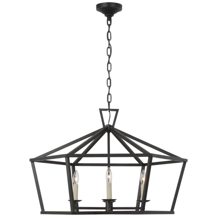 Darlen Wide Hexagonal Lantern-Visual Comfort-VISUAL-CHC 5290AI-ChandeliersAged Iron-2-France and Son