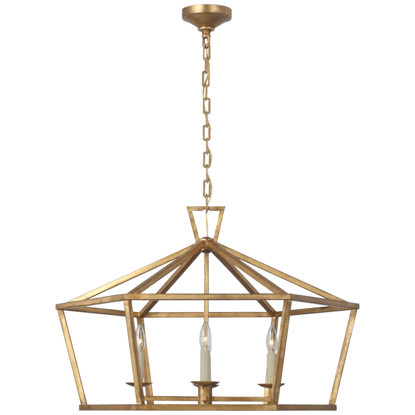 Darlen Wide Hexagonal Lantern-Visual Comfort-VISUAL-CHC 5290GI-ChandeliersGilded Iron-3-France and Son