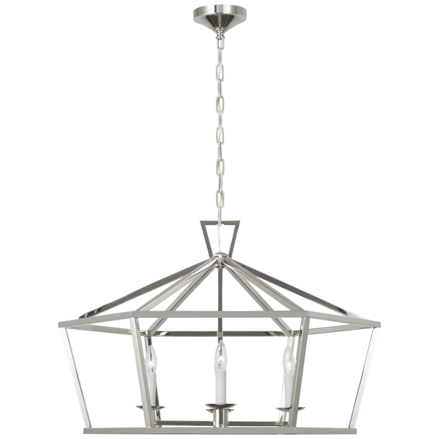 Darlen Wide Hexagonal Lantern-Visual Comfort-VISUAL-CHC 5290PN-ChandeliersPolished Nickel-4-France and Son