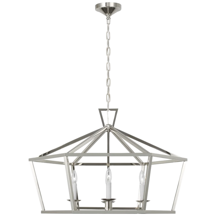 Darlen Wide Hexagonal Lantern-Visual Comfort-VISUAL-CHC 5290PN-ChandeliersPolished Nickel-4-France and Son