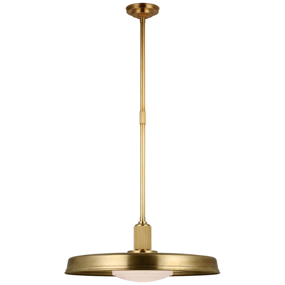 Rodey 24" Factory Pendant-Visual Comfort-VISUAL-CHC 5228AB-PendantsAntique-Burnished Brass-White Glass-3-France and Son