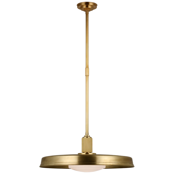 Rodey 24" Factory Pendant-Visual Comfort-VISUAL-CHC 5228AB-PendantsAntique-Burnished Brass-White Glass-3-France and Son