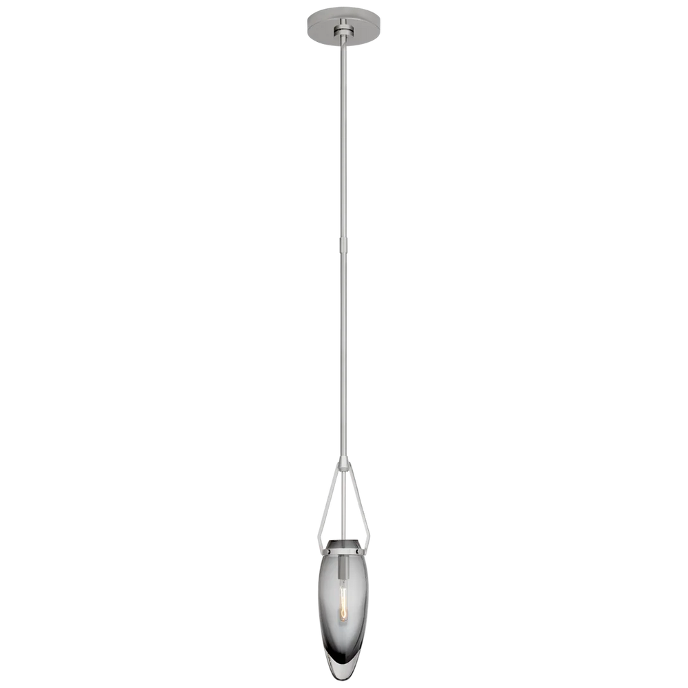 Myra Small Single Pendant-Visual Comfort-VISUAL-CHC 5420PN-SMG-ChandeliersPolished Nickel with Smoked Glass Shade-2-France and Son