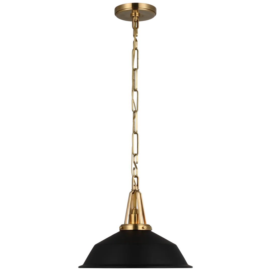 Laurel 14" Pendant-Visual Comfort-VISUAL-CHC 5461AB-BLK-PendantsAntique-Burnished Brass-Matte Black Shade-1-France and Son