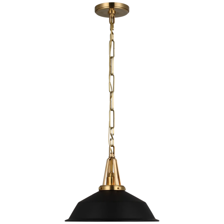 Laurel 14" Pendant-Visual Comfort-VISUAL-CHC 5461AB-BLK-PendantsAntique-Burnished Brass-Matte Black Shade-1-France and Son