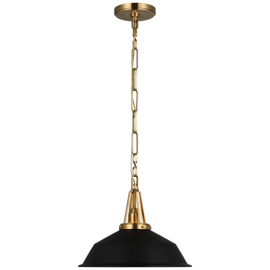 Laurel 14" Pendant-Visual Comfort-VISUAL-CHC 5461AB-BLK-PendantsAntique-Burnished Brass-Matte Black Shade-1-France and Son