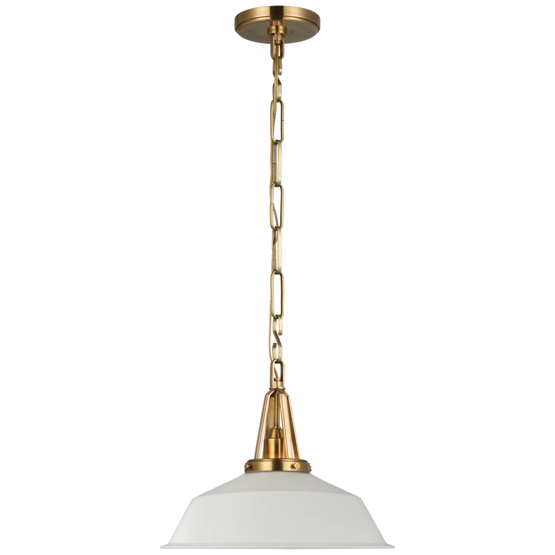 Laurel 14" Pendant-Visual Comfort-VISUAL-CHC 5461AB-WHT-PendantsAntique-Burnished Brass-Matte White shade-3-France and Son