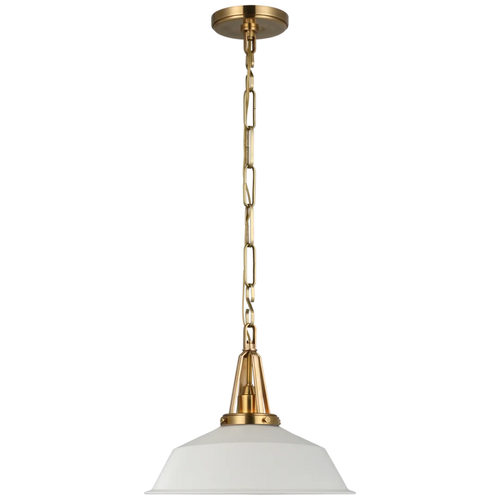 Laurel 14" Pendant-Visual Comfort-VISUAL-CHC 5461AB-WHT-PendantsAntique-Burnished Brass-Matte White shade-3-France and Son