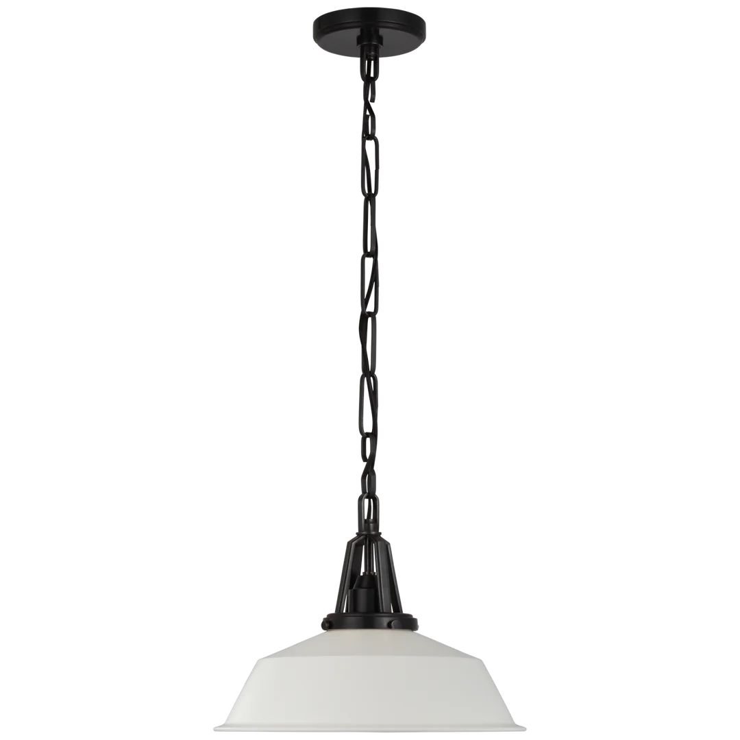 Laurel 14" Pendant-Visual Comfort-VISUAL-CHC 5461BZ-WHT-PendantsBronze-Matte White shade-6-France and Son