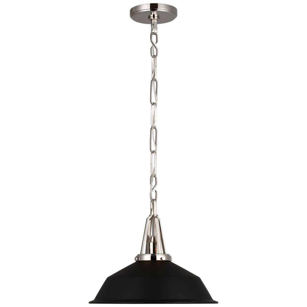 Laurel 14" Pendant-Visual Comfort-VISUAL-CHC 5461PN-BLK-PendantsPolished Nickel-Matte Black Shade-7-France and Son