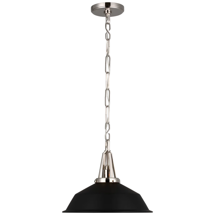 Laurel 14" Pendant-Visual Comfort-VISUAL-CHC 5461PN-BLK-PendantsPolished Nickel-Matte Black Shade-7-France and Son