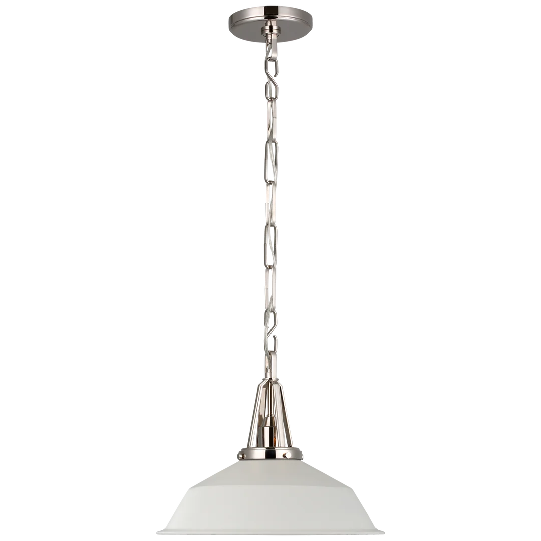 Laurel 14" Pendant-Visual Comfort-VISUAL-CHC 5461PN-WHT-PendantsPolished Nickel-Matte White shade-9-France and Son