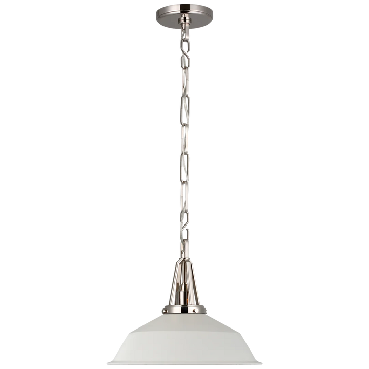 Laurel 14" Pendant-Visual Comfort-VISUAL-CHC 5461PN-WHT-PendantsPolished Nickel-Matte White shade-9-France and Son