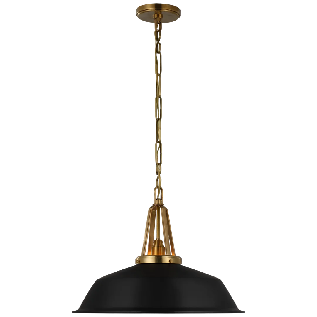 Laurel 20" Pendant-Visual Comfort-VISUAL-CHC 5462AB-BLK-PendantsAntique-Burnished Brass-Matte Black Shade-1-France and Son