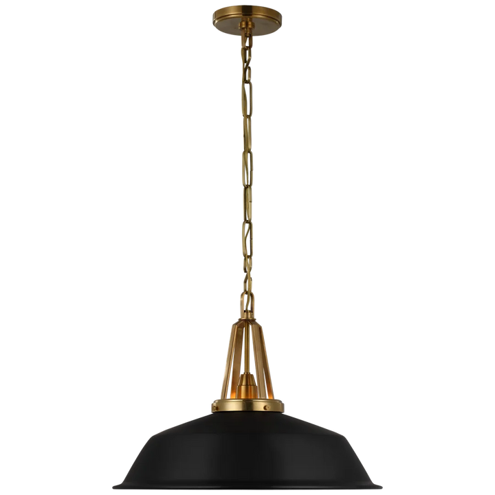 Laurel 20" Pendant-Visual Comfort-VISUAL-CHC 5462AB-BLK-PendantsAntique-Burnished Brass-Matte Black Shade-1-France and Son