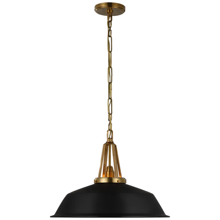 Laurel 20" Pendant-Visual Comfort-VISUAL-CHC 5462AB-BLK-PendantsAntique-Burnished Brass-Matte Black Shade-1-France and Son