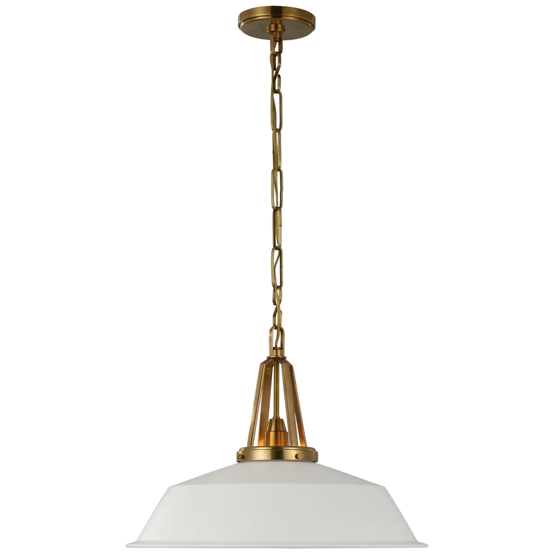 Laurel 20" Pendant-Visual Comfort-VISUAL-CHC 5462AB-WHT-PendantsAntique-Burnished Brass-Matte White Shade-3-France and Son