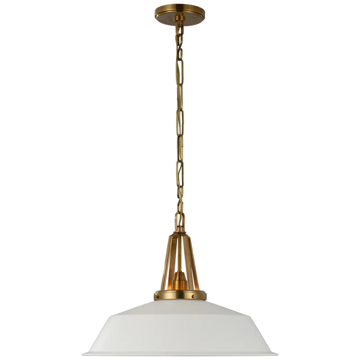 Laurel 20" Pendant-Visual Comfort-VISUAL-CHC 5462AB-WHT-PendantsAntique-Burnished Brass-Matte White Shade-3-France and Son