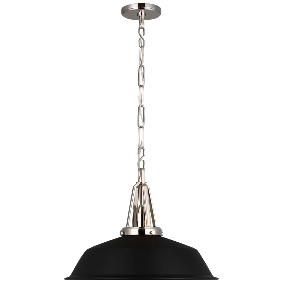 Laurel 20" Pendant-Visual Comfort-VISUAL-CHC 5462PN-BLK-PendantsPolished Nickel-Matte Black Shade-7-France and Son