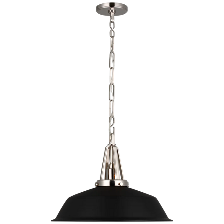 Laurel 20" Pendant-Visual Comfort-VISUAL-CHC 5462PN-BLK-PendantsPolished Nickel-Matte Black Shade-7-France and Son