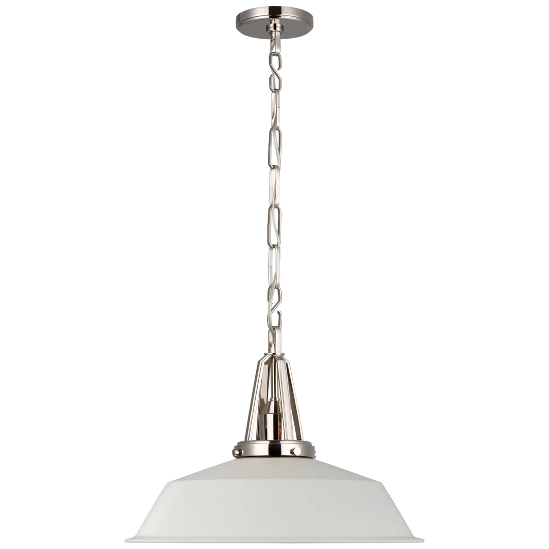 Laurel 20" Pendant-Visual Comfort-VISUAL-CHC 5462PN-WHT-PendantsPolished Nickel-Matte White Shade-9-France and Son