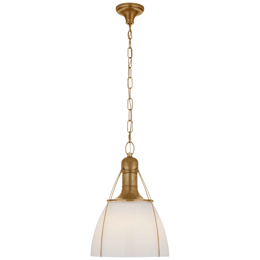 Patrick 18" Pendant-Visual Comfort-VISUAL-CHC 5476AB-WG-PendantsAntique-Burnished Brass with White Glass-2-France and Son