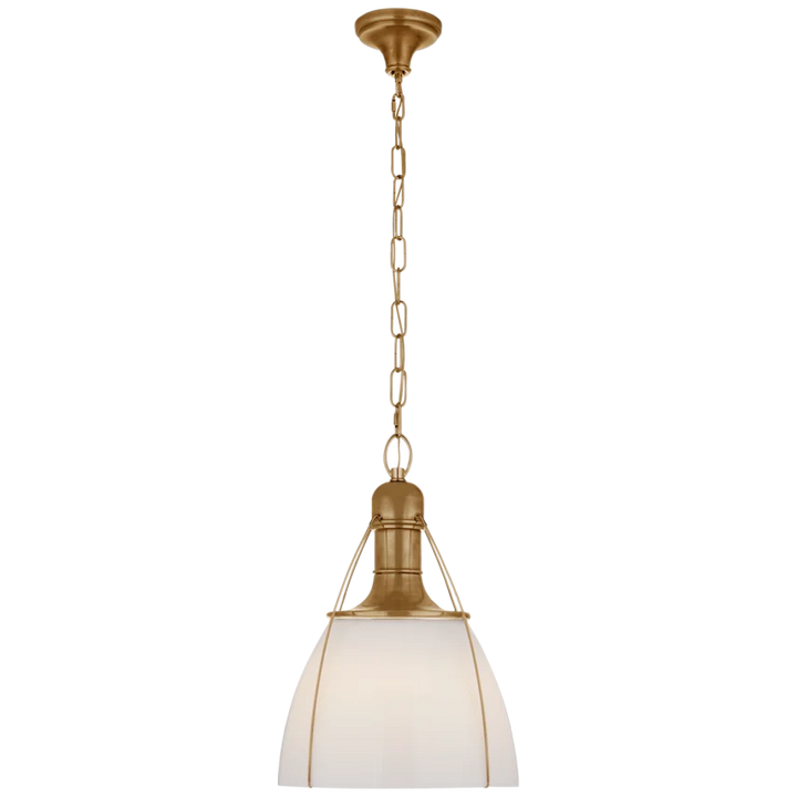 Patrick 18" Pendant-Visual Comfort-VISUAL-CHC 5476AB-WG-PendantsAntique-Burnished Brass with White Glass-2-France and Son