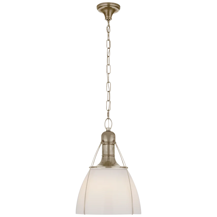 Patrick 18" Pendant-Visual Comfort-VISUAL-CHC 5476AN-WG-PendantsAntique Nickel With White Glass-4-France and Son