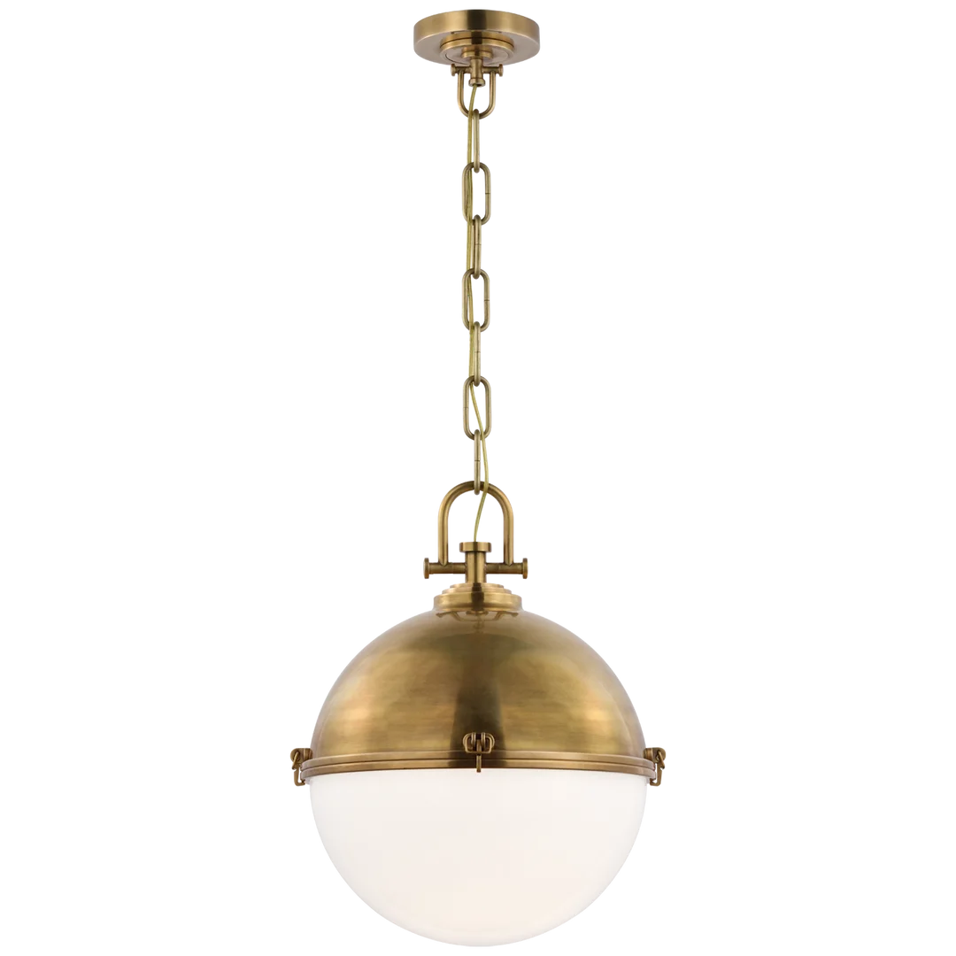 Andre X-Large Globe Pendant-Visual Comfort-VISUAL-CHC 5491AB-WG-PendantsAntique-Burnished Brass-White Glass-1-France and Son