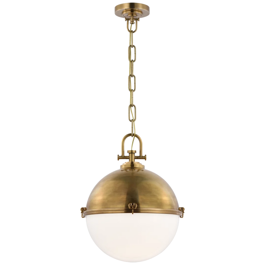 Andre X-Large Globe Pendant-Visual Comfort-VISUAL-CHC 5491AB-WG-PendantsAntique-Burnished Brass-White Glass-1-France and Son