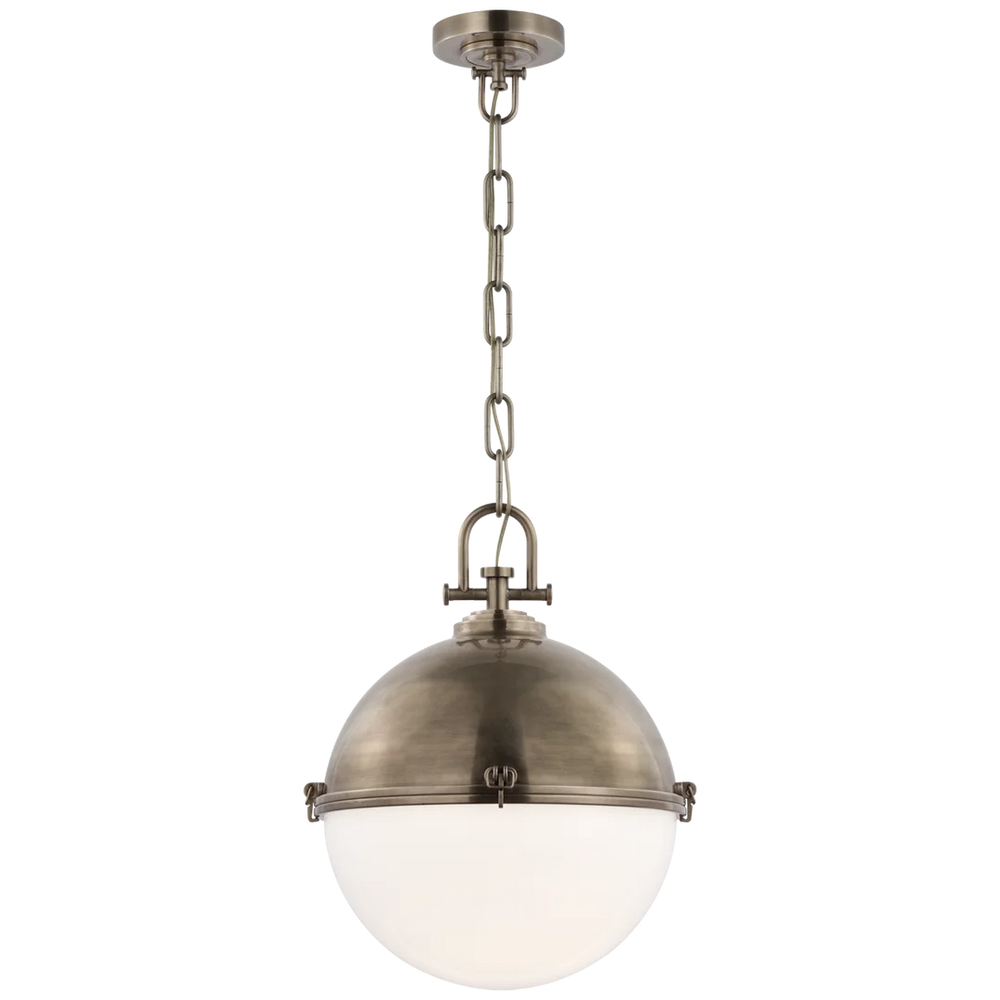 Andre X-Large Globe Pendant-Visual Comfort-VISUAL-CHC 5491AN-WG-PendantsAntique Nickel-White Glass-2-France and Son