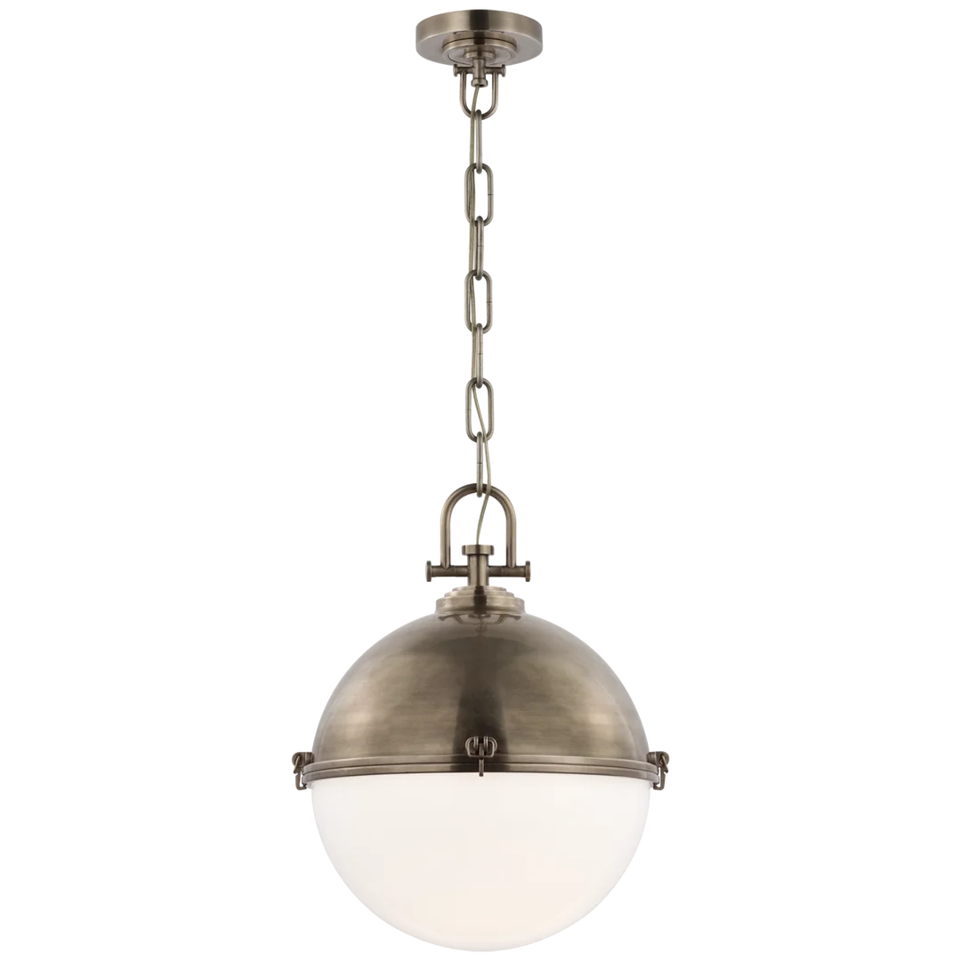 Andre X-Large Globe Pendant-Visual Comfort-VISUAL-CHC 5491AN-WG-PendantsAntique Nickel-White Glass-2-France and Son
