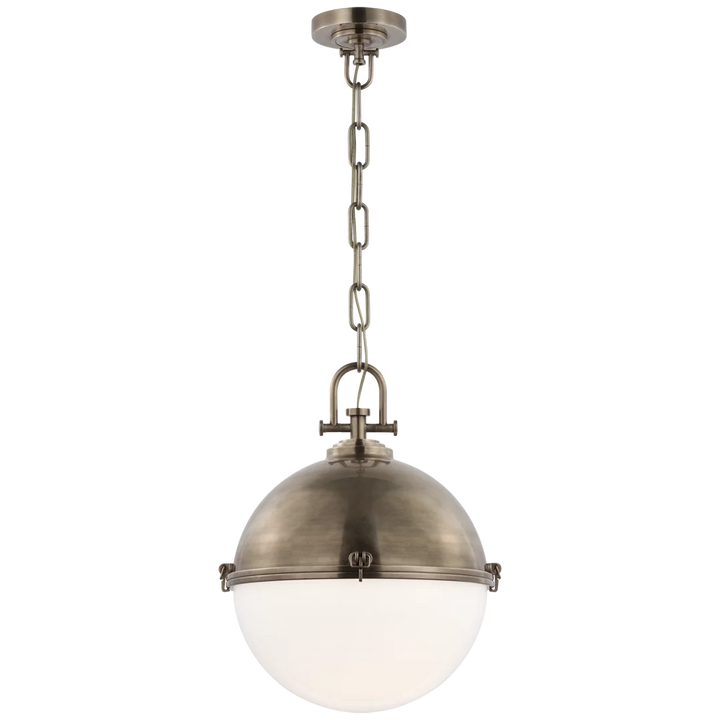 Andre X-Large Globe Pendant-Visual Comfort-VISUAL-CHC 5491AN-WG-PendantsAntique Nickel-White Glass-2-France and Son