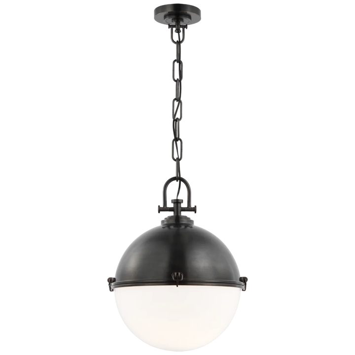 Andre X-Large Globe Pendant-Visual Comfort-VISUAL-CHC 5491BZ-WG-PendantsBronze-White Glass-3-France and Son