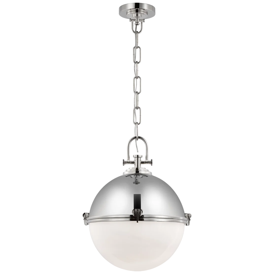 Andre X-Large Globe Pendant-Visual Comfort-VISUAL-CHC 5491PN-WG-PendantsPolished Nickel-White Glass-4-France and Son