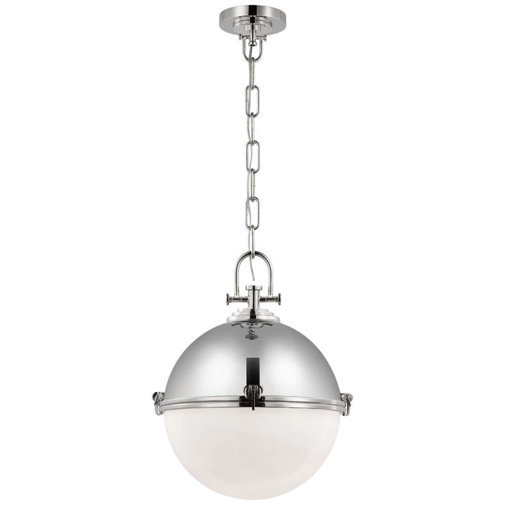 Andre X-Large Globe Pendant-Visual Comfort-VISUAL-CHC 5491PN-WG-PendantsPolished Nickel-White Glass-4-France and Son