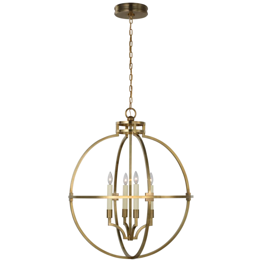 Lelly 30" Globe Lantern-Visual Comfort-VISUAL-CHC 5518AB-PendantsAntique-Burnished Brass-1-France and Son