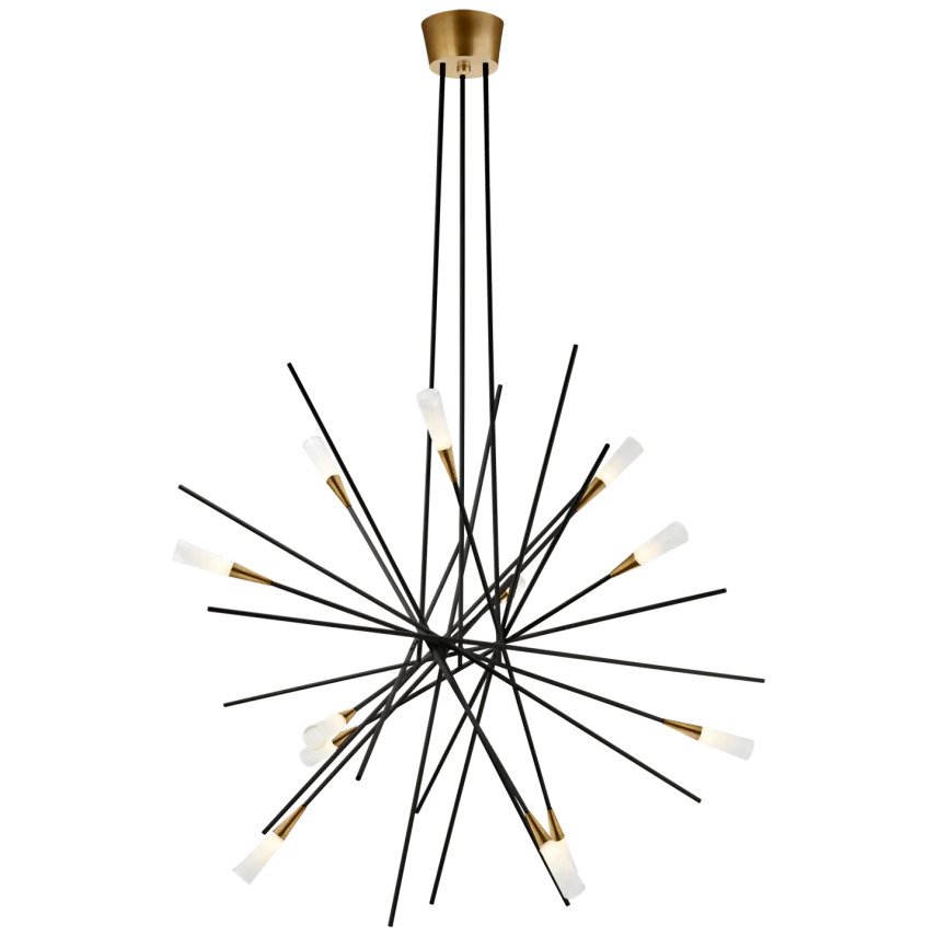 Sloane Large Chandelier-Visual Comfort-VISUAL-CHC 5600BLK-ChandeliersMatte Black and Antique Brass-1-France and Son