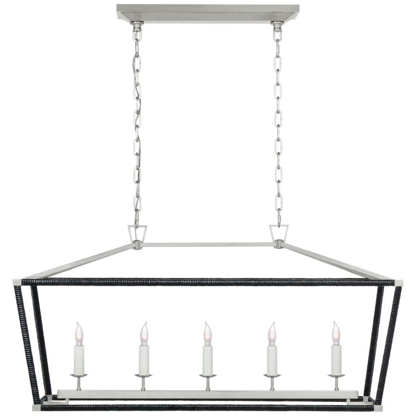 Darling Medium Rattan Wrapped Linear Lantern-Visual Comfort-VISUAL-CHC 5765PN/BRT-ChandeliersPolished Nickel And Black Rattan-2-France and Son