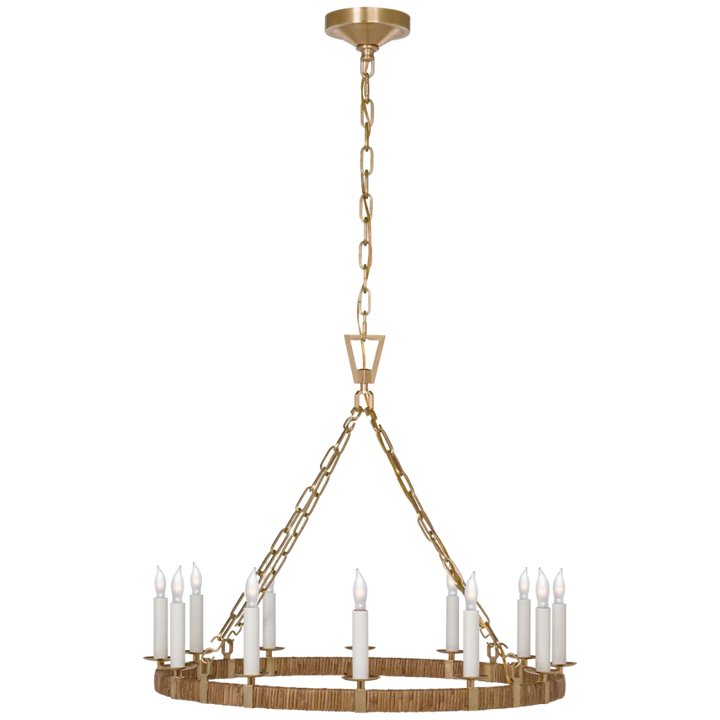 Darling Medium Wrapped Ring Chandelier-Visual Comfort-VISUAL-CHC 5872AB/NRT-ChandeliersAntique-Burnished Brass and Natural Rattan-1-France and Son