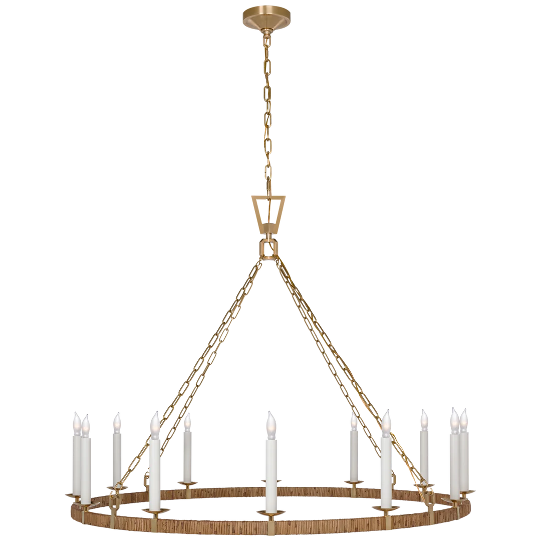 Darla XL Wrapped Ring Chandelier-Visual Comfort-VISUAL-CHC 5874AB/NRT-ChandeliersAntique-Burnished Brass and Natural Rattan-1-France and Son